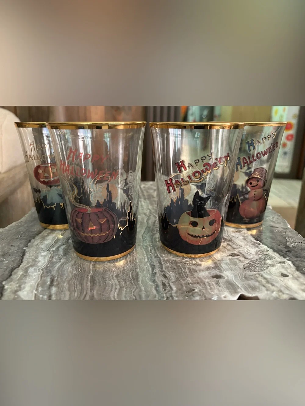 NWOT Williams Sonoma Vintage Halloween Tumblers, Set of 4